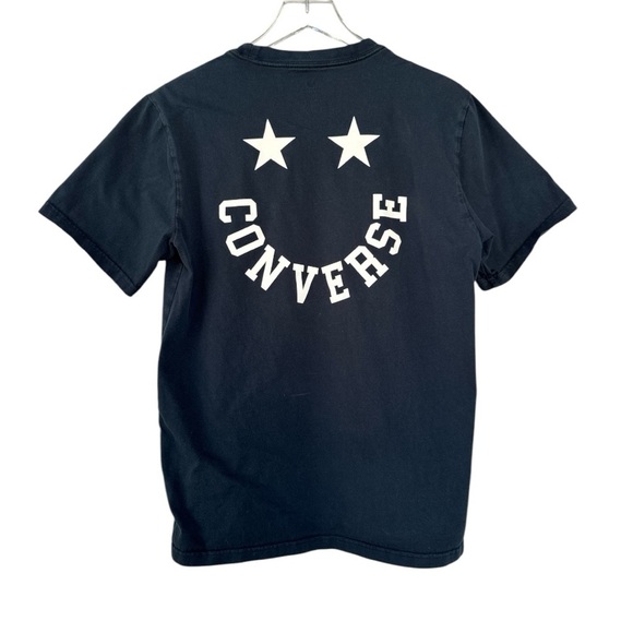 Converse Black Smiley Face T-Shirt Size Medium - Picture 2 of 3